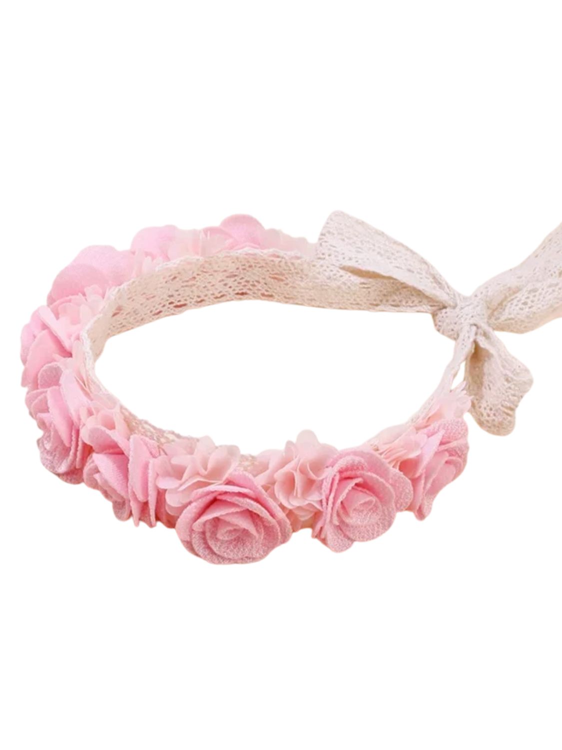 Diadema de Flores Rosa Bebé