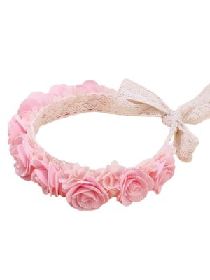 Diadema de Flores Rosa Bebé