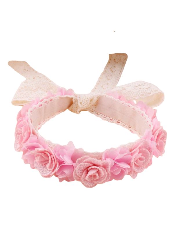 Diadema de Flores Rosa Bebé