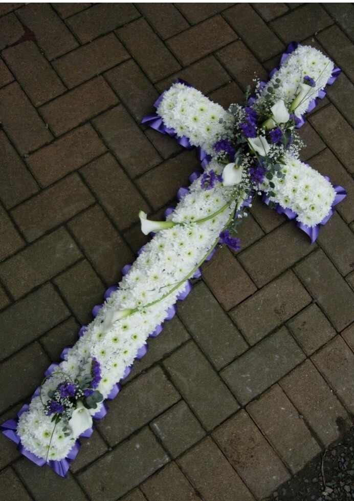 White and Purple Padded Cross