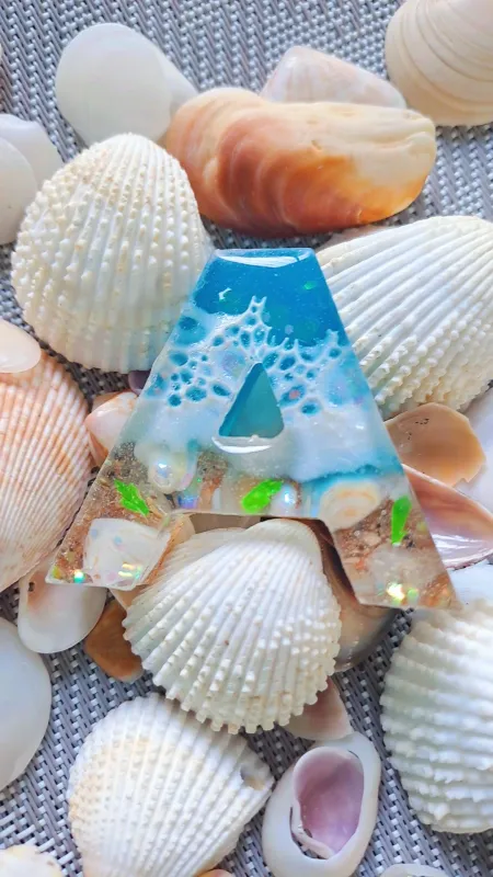 Ocean Resin Alphabet Keychain