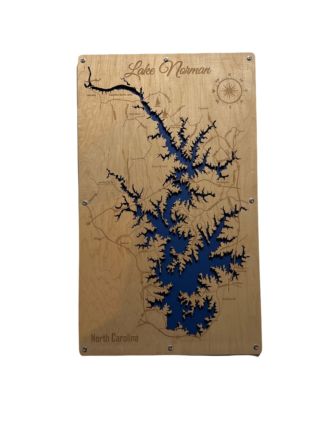 Lake Norman Map Birch Wall Map