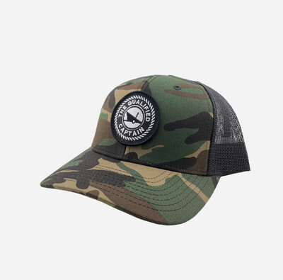 Qualified Captain Shirts & Hats | TQC Embroidered Patch Trucker Hats | Green Camo