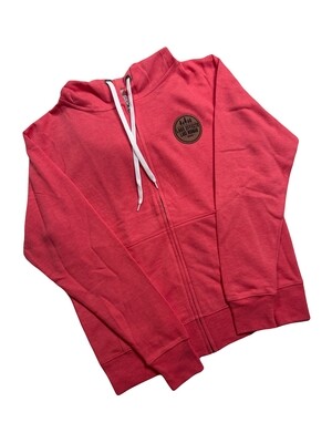 Lake Norman Shirts | Laguna with Leather Patch | Hibiscus | Unisex Full Zip Hooded Sweatshirt