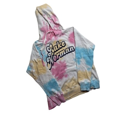 Lake Norman Shirts | Bubble Letter Lake Norman | Tie Dye | Women's Hooded Sweatshirt
