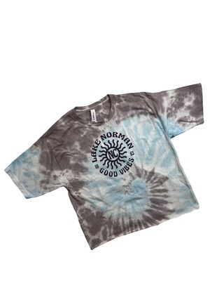Lake Norman Shirts | Good Vibes | Blue & Amethyst Tie Dye | Women's Cropped T-Shirt