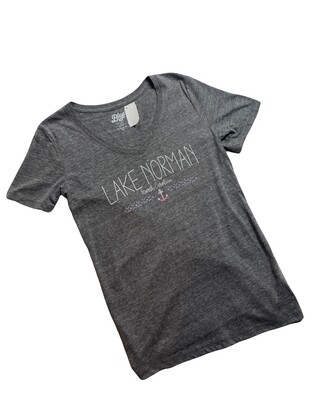 Lake Norman Shirts | Lake Norman Anchor | Grey | Women's V-Neck T-Shirt