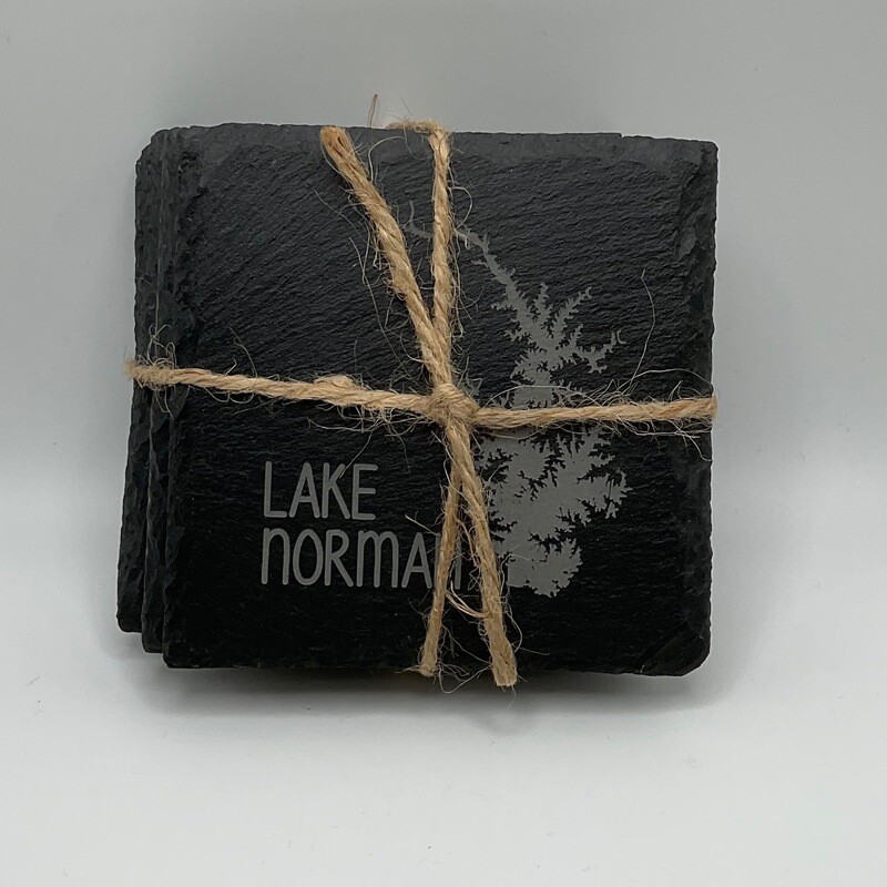 Lake Norman Coasters | Lake Norman Map Outline | Slate Coasters | Set of 4