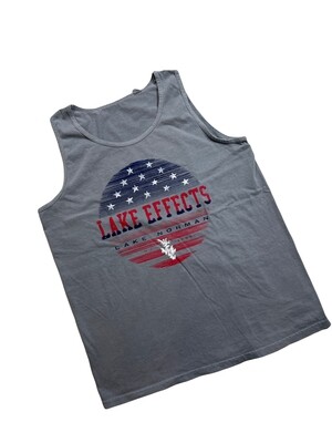 Lake Effects Shirts | Decorum Lake Norman/US Flag | Steel Grey | Unisex Tank