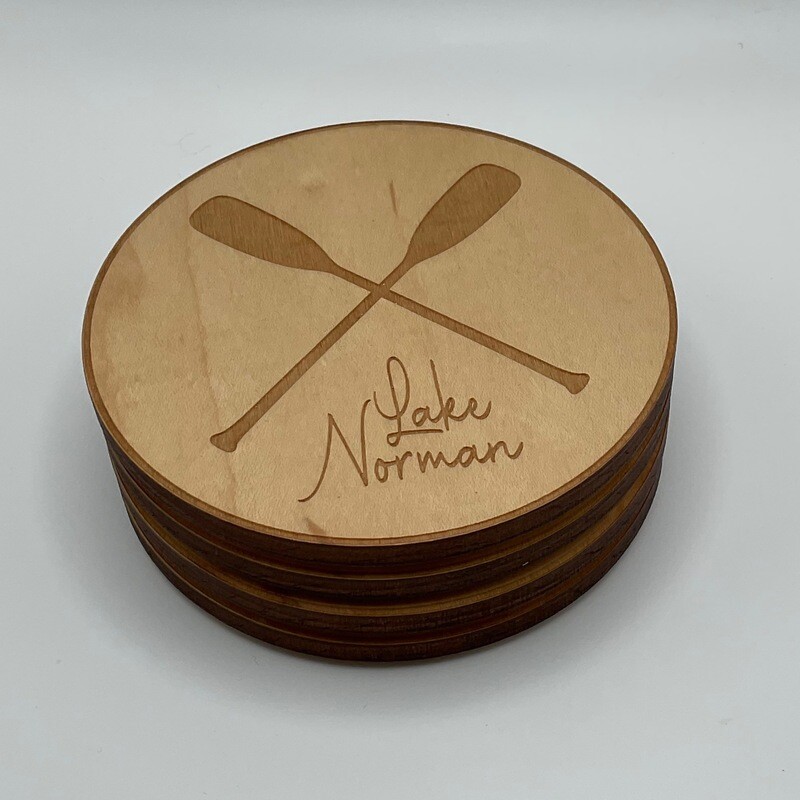 Lake Norman Coasters | Lake Norman Wooden Coasters Set of 4 | Paddles