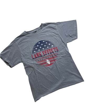 Lake Effects Shirts | Decorum Lake Norman/US Flag | Steel Grey | Unisex T-Shirt