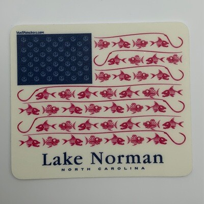 Lake Norman Stickers | Nautical American Flag | Fish