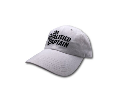 Qualified Captain Shirts & Hats | Script Logo Dad Hats | White