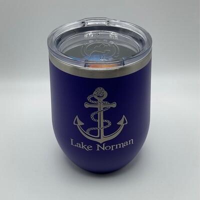 Lake Norman Tumblers | 12 oz Stainless Steel Wine Tumbler | Anchor | Purple
