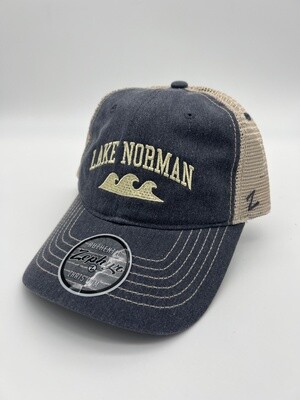 Lake Norman Hats | Embroidered Waves | Denim