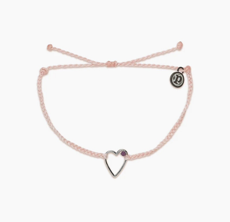 Pura Vida | Sweetheart Stone Silver Bracelet | Baby Pink