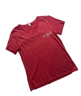 Lake Norman Shirts | Fill Your Life with Lakes | Red | Women's V-Neck T-Shirt