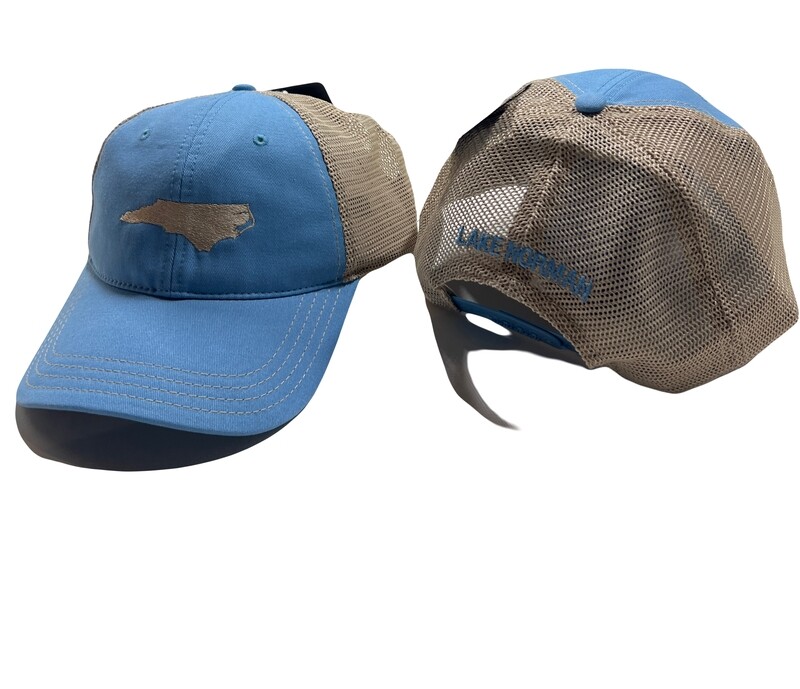 Lake Norman Hats | Embroidered State of NC | Carolina Blue/Khaki