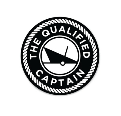 Qualified Captain Shirts & Hats | White Sticker