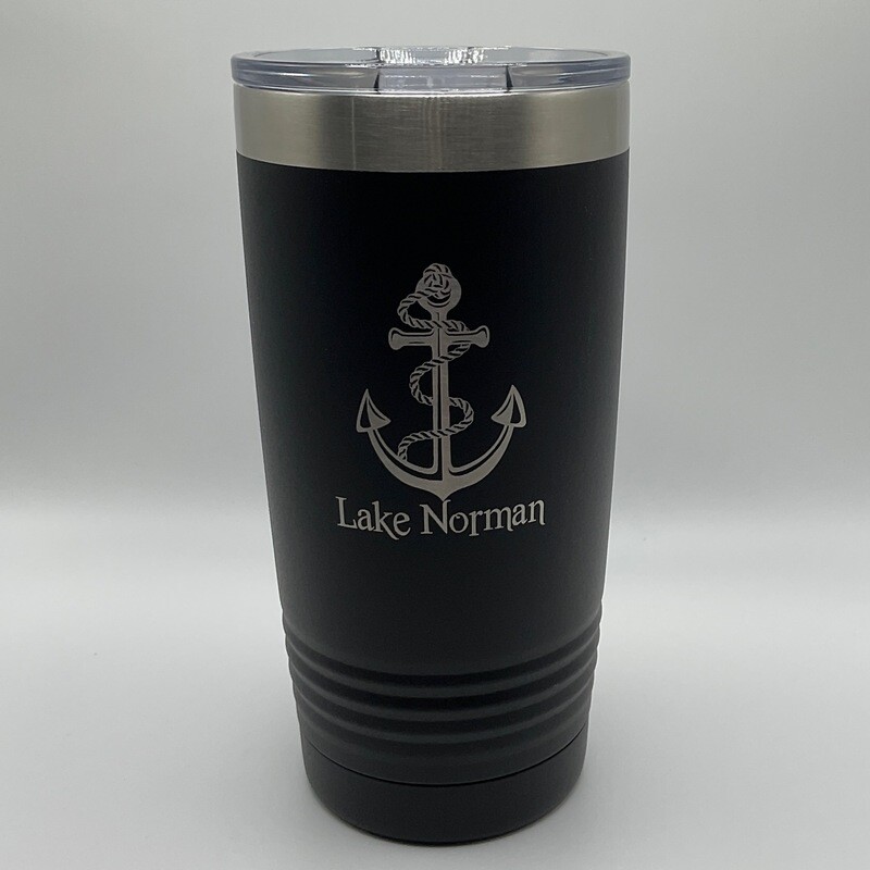 Lake Norman Tumblers | Stainless Steel 20 oz Tumbler | Anchor | Black