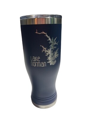 Lake Norman Tumblers | Navy | Stainless Steel Pilsner Tumbler | Lake Map