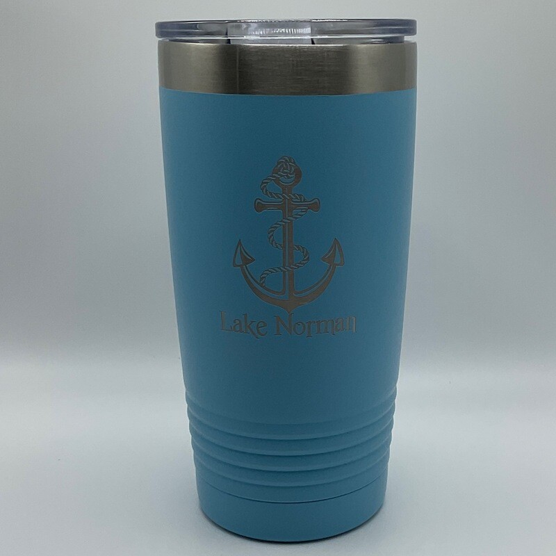 Lake Norman Tumblers | Stainless Steel 20 oz Tumbler | Anchor | Light Blue