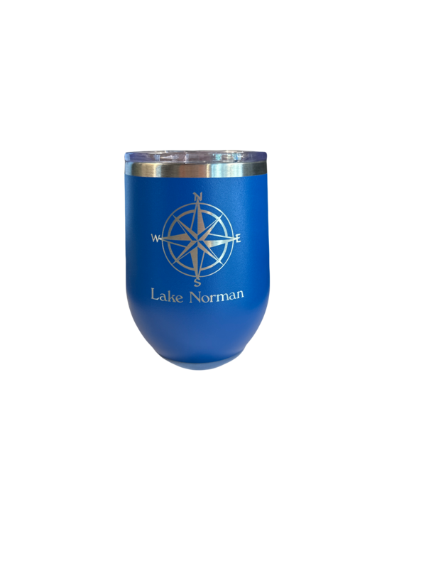 Lake Norman Tumblers | 12oz Stainless Steel Wine Tumbler | Compass | Royal Blue