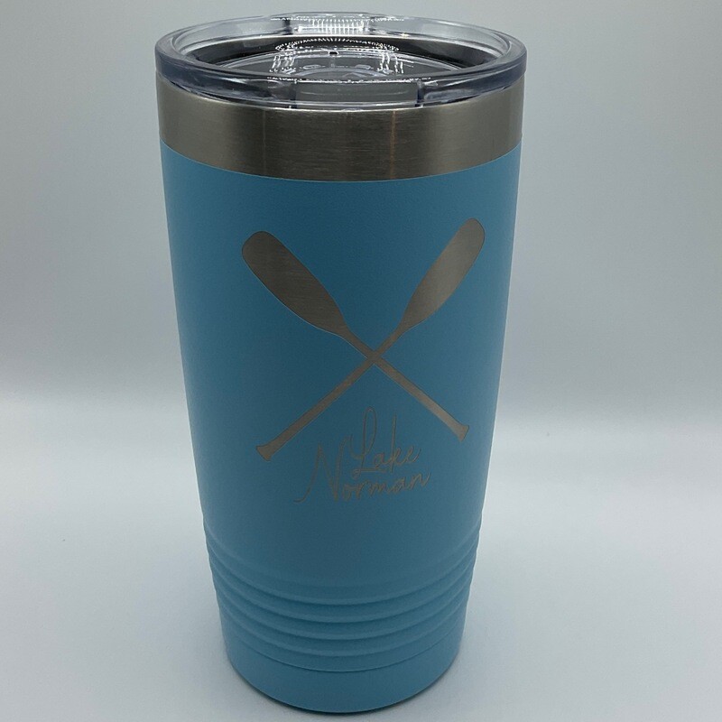 Lake Norman Tumblers | Stainless Steel 20 oz Tumbler | Paddles | Light Blue