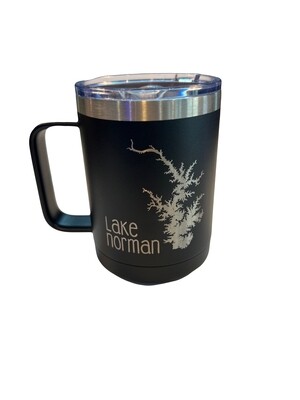 Lake Norman Tumblers | 15 oz Steel Mug | Lake Map | Black
