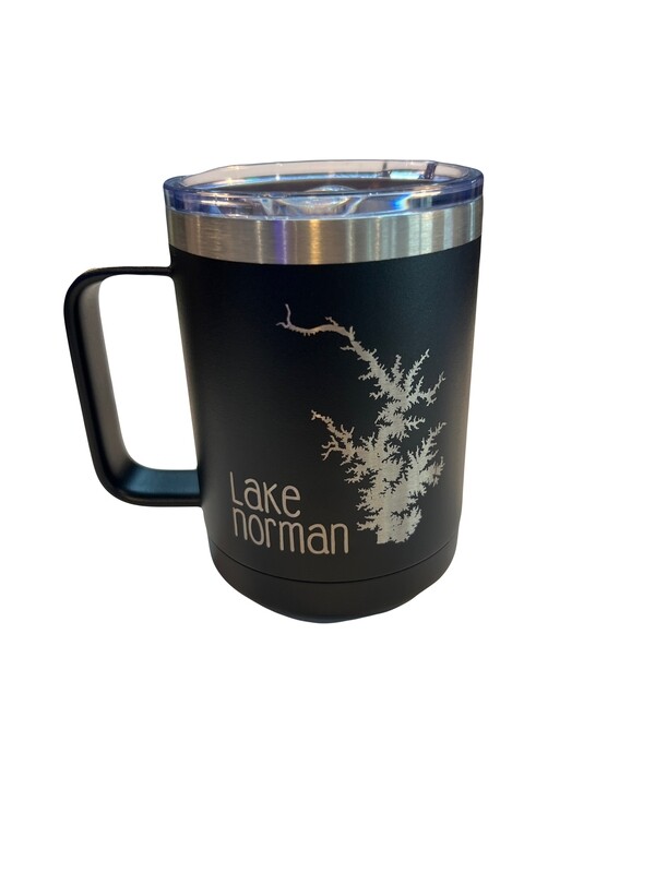 Lake Norman Tumblers | 15 oz Steel Mug | Lake Map | Black