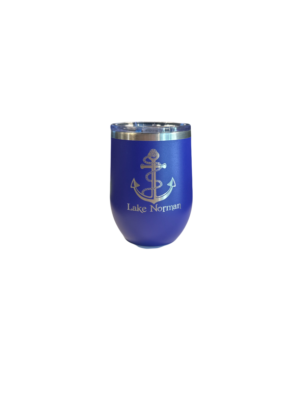 Lake Norman Tumblers | 12 oz Stainless Steel Wine Tumbler | Anchor | Purple