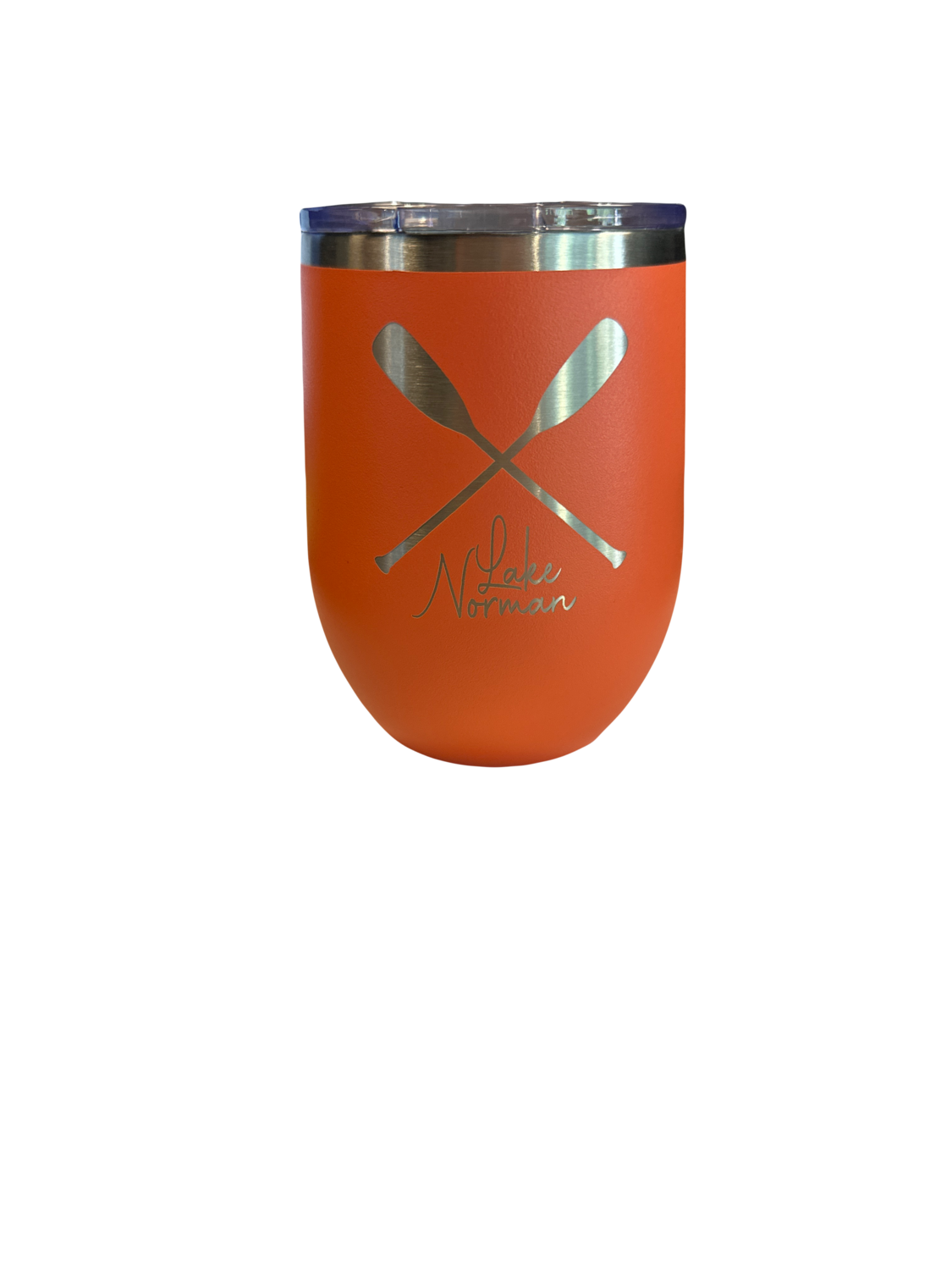 Lake Norman Tumblers | 12 oz Stainless Steel Wine Tumbler | Paddles | Peach