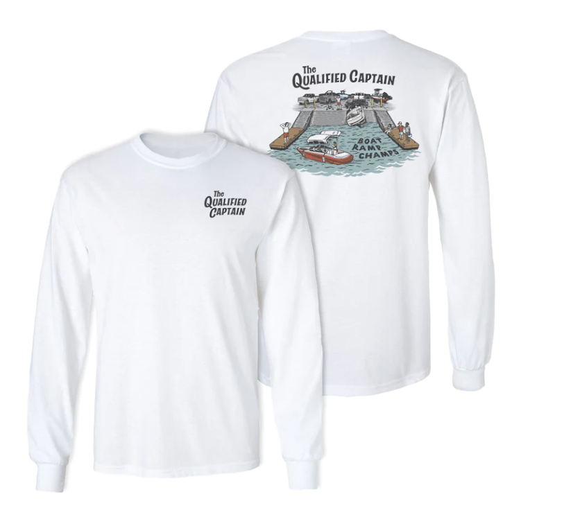 Qualified Captain Shirts &amp; Hats | Boat Ramp Champ Long Sleeve - White