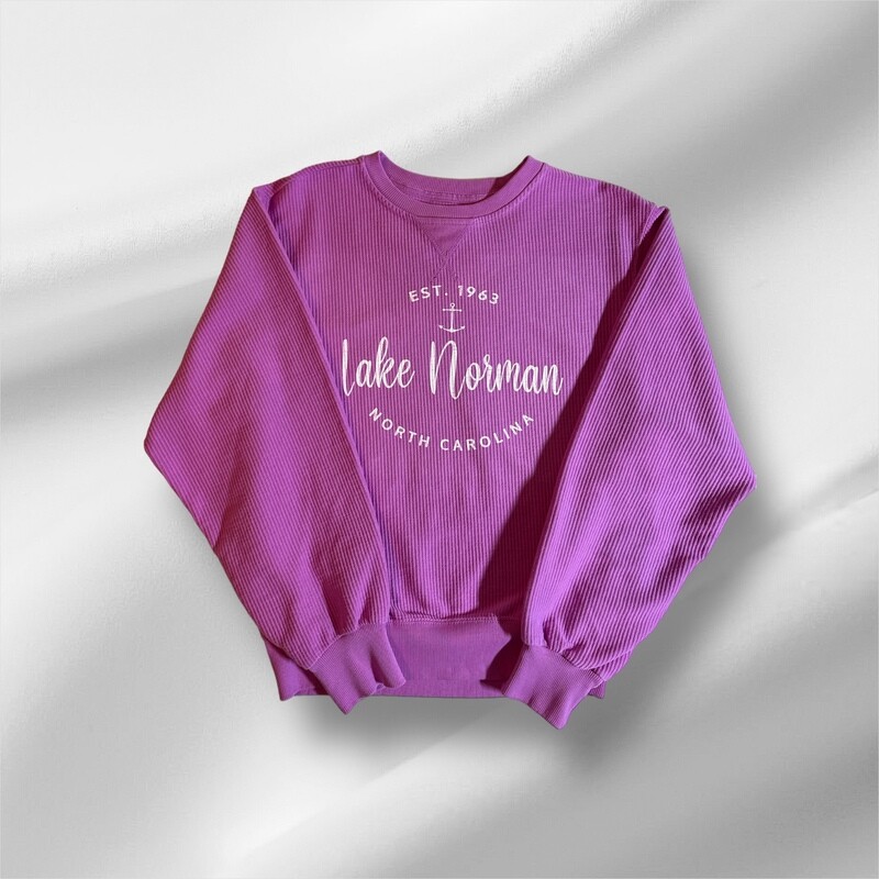 Lake Norman Shirts | Doyen Bay Anchor Women&#39;s Dyed Corded Crew - Wild Orchid