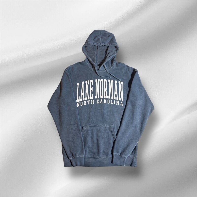 Lake Norman Shirts | Berky Font Dyed Ringspun Hoodie Fleece - Indigo