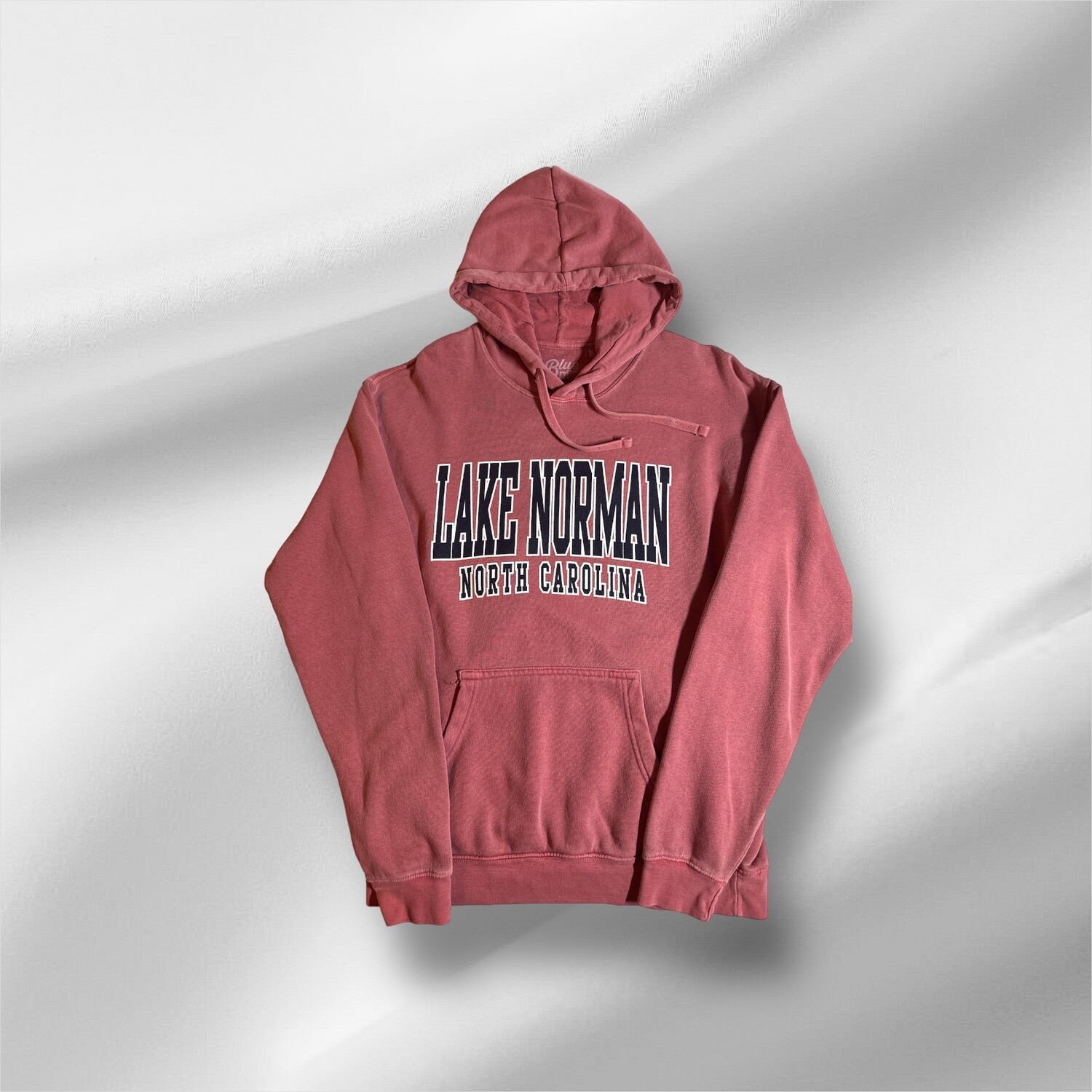 Lake Norman Shirts | Level Off Font Dyed Ringspun Hoodie Fleece - Red, name: S