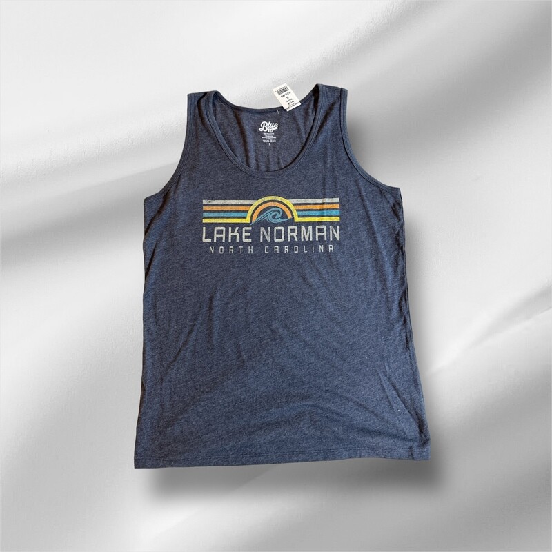 Lake Norman Shirts | Louie Wave/Sun Tri-Blend Men&#39;s Tank - Navy