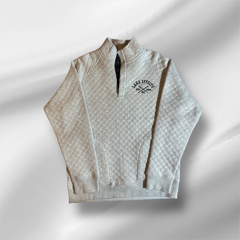 Lake Effects Shirts | Dynamite Crossed Oars Crest Quilted Fleece Snap Pullover - Oatmeal, name: S