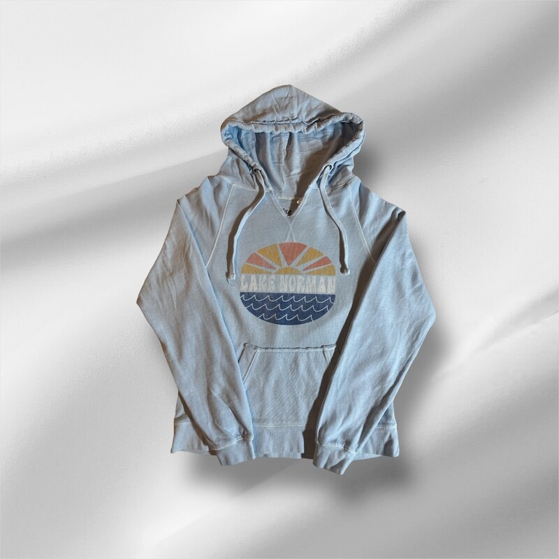 Lake Norman Shirts | Janice Sun/Waves Soft Hooded Sweatshirt - Powder Blue