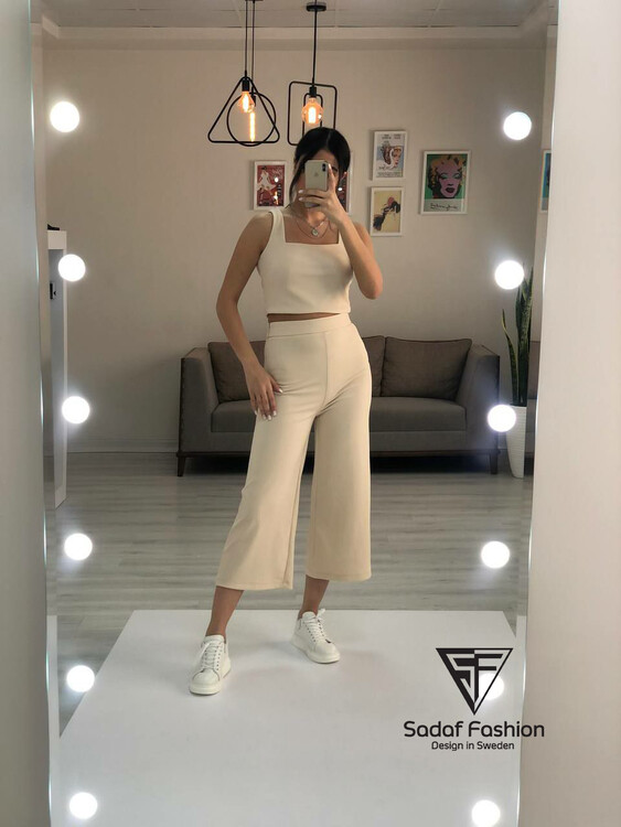 ASMINA topp och byxa set beige