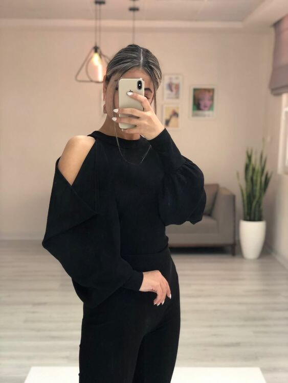 NINA Blus och Byx set svart