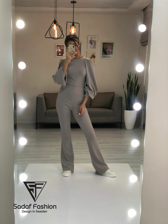 NINA Blus och Byx set Grå