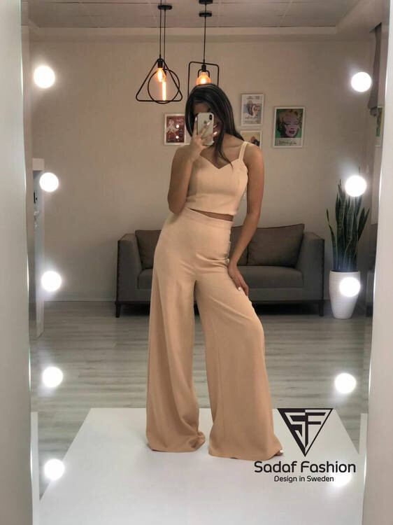 Slätt Elegant Tvådelad Beige