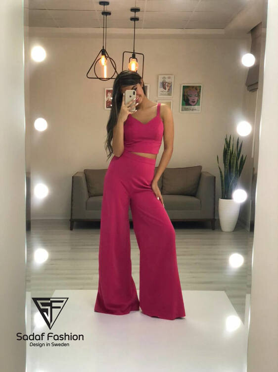 Slätt Elegant Tvådelad mörkröd