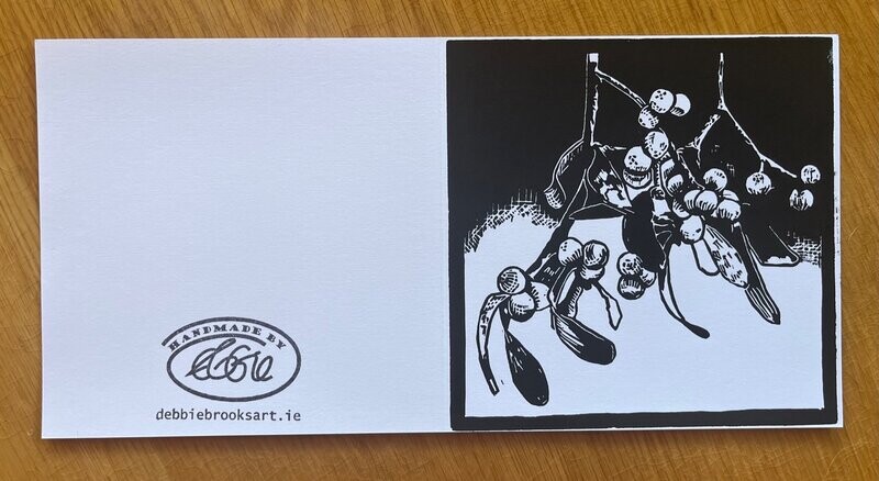 Handprinted black & white Mistletoe