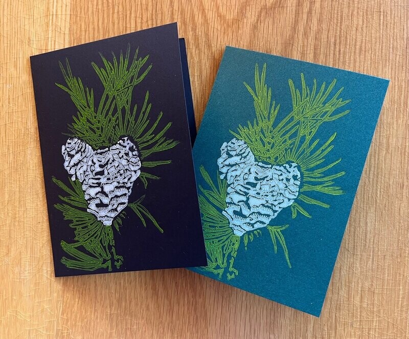 Handprinted Pinecone cards