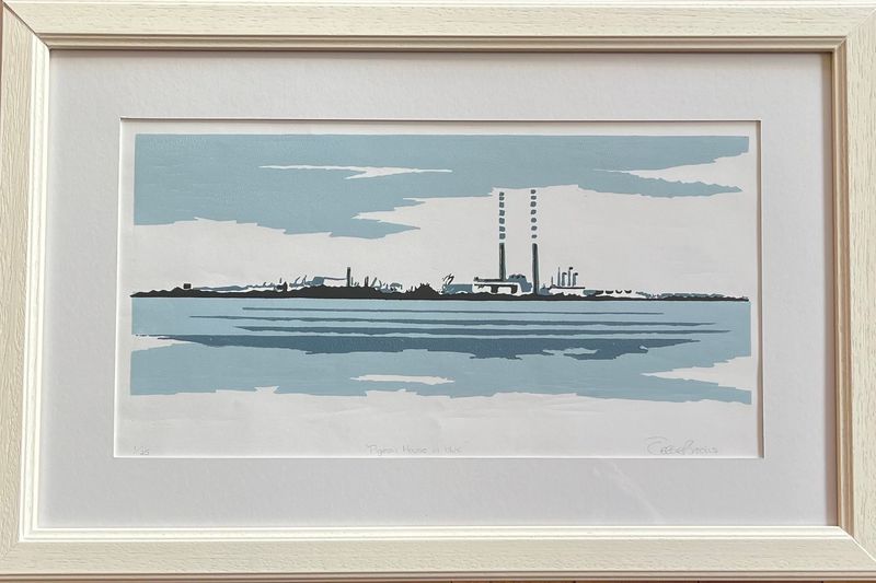 Pigeon House in blue (framed)