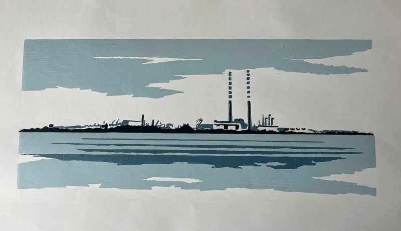 Pigeon House in blue (unframed)