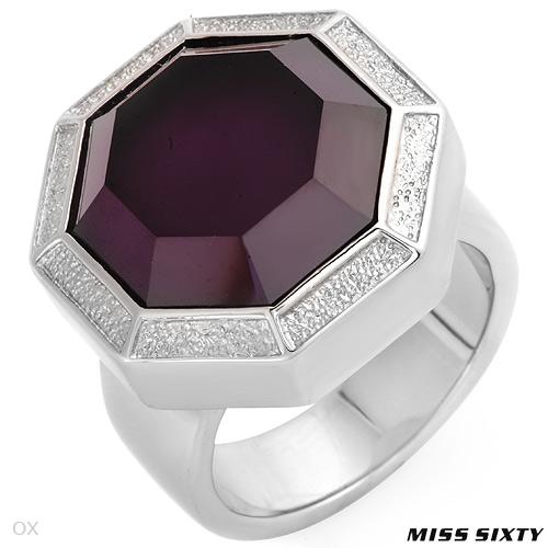Anillo MISS SIXTY / Colección ROCK / con cristal y acero inoxidable / Tamaño 4.5