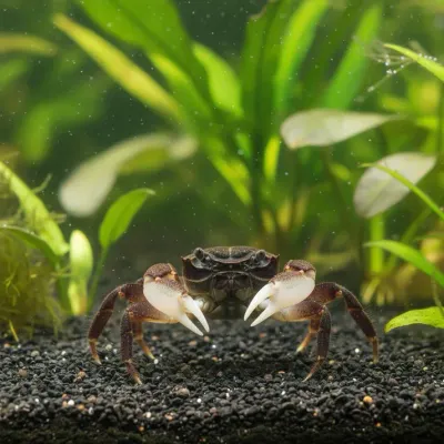 Unterwasserkrabbe Unterwasserkrabbe "Matano white Claw" - Parathelphusa flavichela